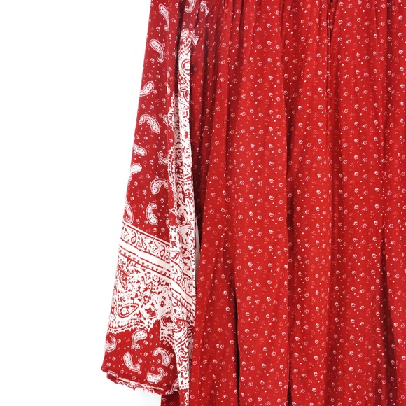FREE PEOPLE Red Paisley Bell Sleeve Tunic Dress - Picture 2 of 8